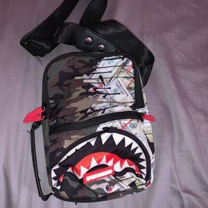 Sprayground Camo Money Shark Crossbody Bag